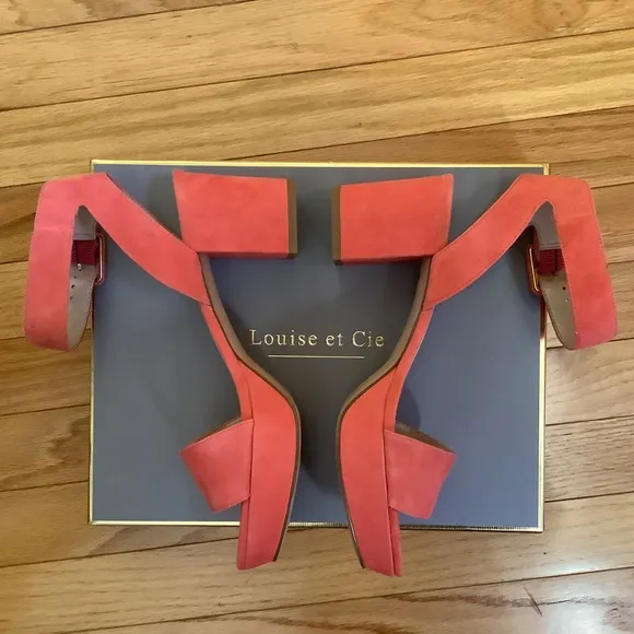 Louise Et Cie Suede Platform Block Heel Sandal Panama Pink SZ 9