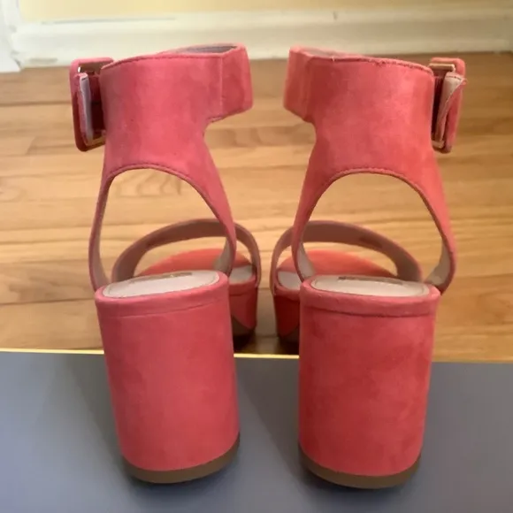 Louise Et Cie Suede Platform Block Heel Sandal Panama Pink SZ 9