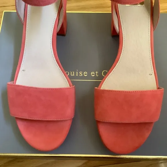 Louise Et Cie Suede Platform Block Heel Sandal Panama Pink SZ 9