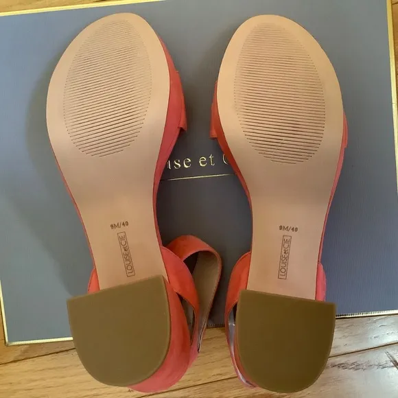 Louise Et Cie Suede Platform Block Heel Sandal Panama Pink SZ 9