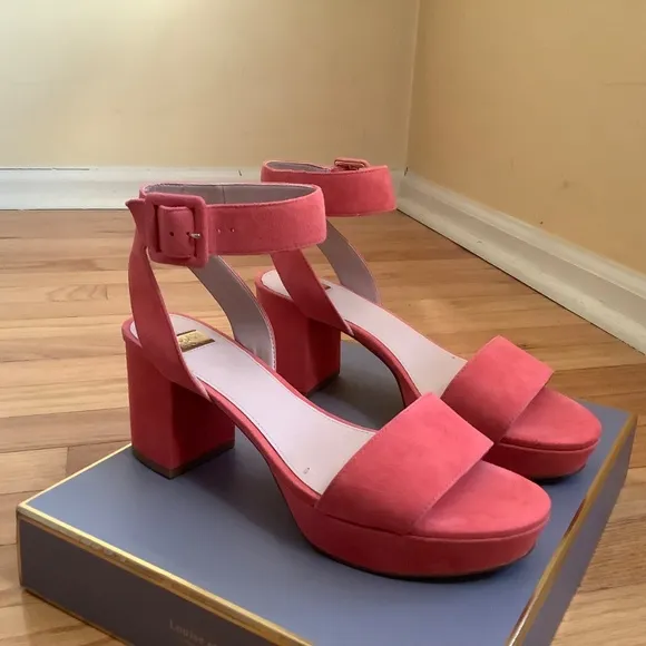 Louise Et Cie Suede Platform Block Heel Sandal Panama Pink SZ 9