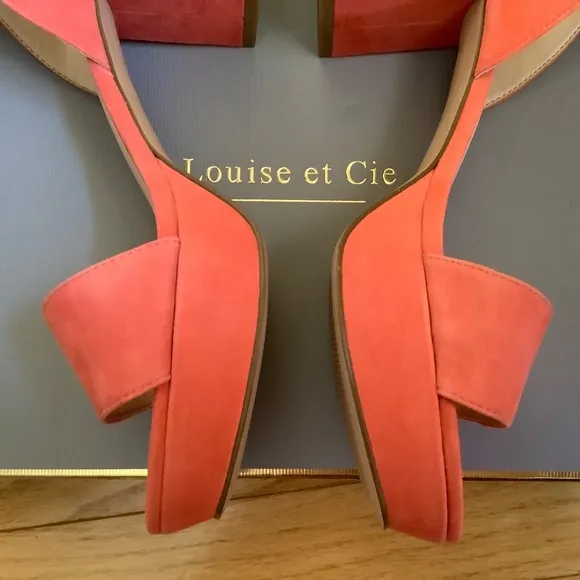 Louise Et Cie Suede Platform Block Heel Sandal Panama Pink SZ 9