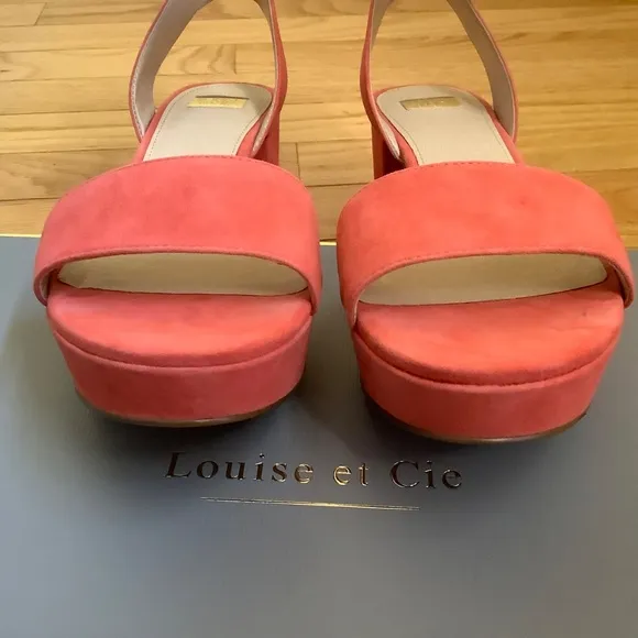Louise Et Cie Suede Platform Block Heel Sandal Panama Pink SZ 9