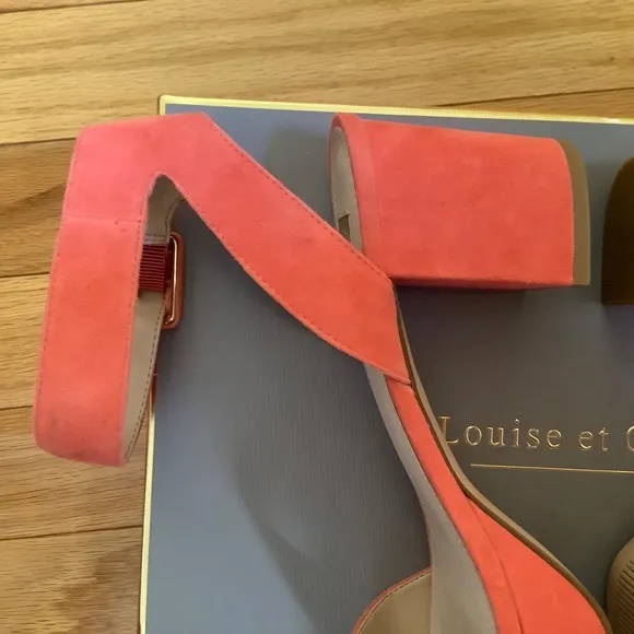 Louise Et Cie Suede Platform Block Heel Sandal Panama Pink SZ 9