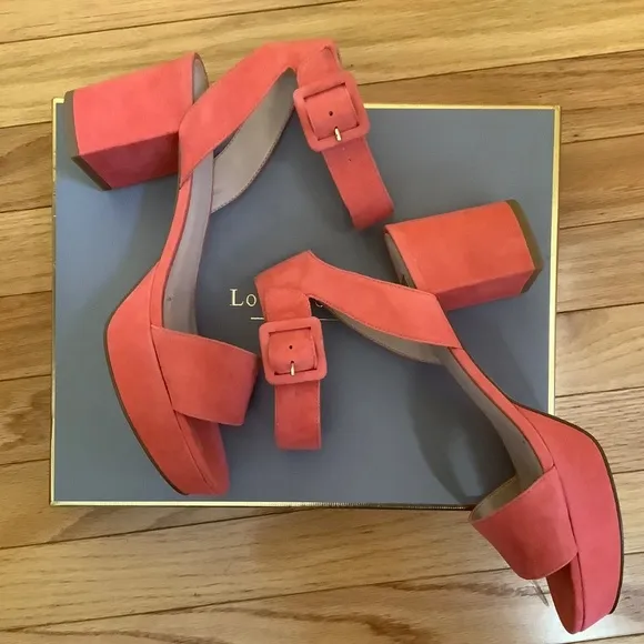 Louise Et Cie Suede Platform Block Heel Sandal Panama Pink SZ 9
