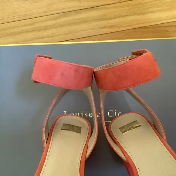 Louise Et Cie Suede Platform Block Heel Sandal Panama Pink SZ 9
