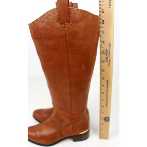 LOUISE ET CIE TAN BROWN GENUINE LEATHER LOW HEEL ROUND TOE SIDE ZIP BOOTS Sz 7M