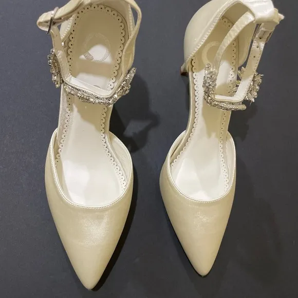 LOXLEY D'ORSAY STILETTO HEELS IN SATIN White