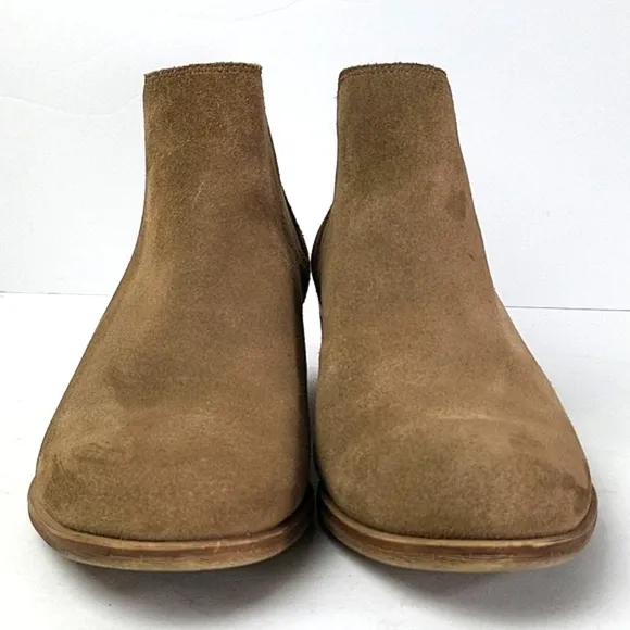 Lucky Brand Bellamy Tan Suede Leather Pull-on Chelsea Ankle Bootie Size …