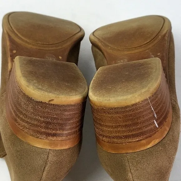 Lucky Brand Bellamy Tan Suede Leather Pull-on Chelsea Ankle Bootie Size …