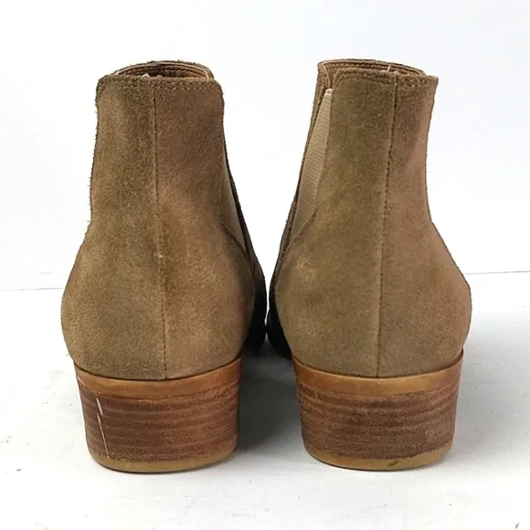 Lucky Brand Bellamy Tan Suede Leather Pull-on Chelsea Ankle Bootie Size …