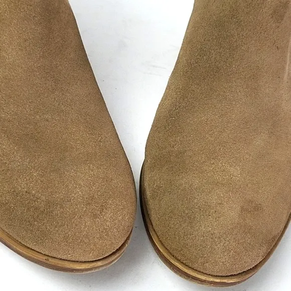 Lucky Brand Bellamy Tan Suede Leather Pull-on Chelsea Ankle Bootie Size …