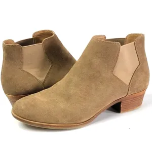 Lucky Brand Bellamy Tan Suede Leather Pull-on Chelsea Ankle Bootie Size …