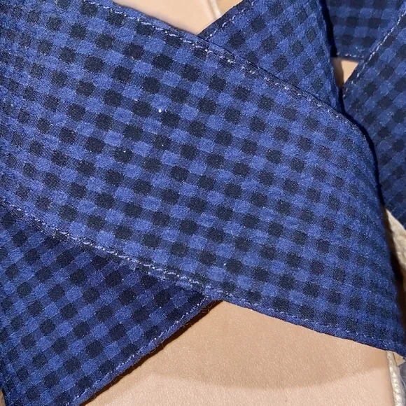 Lucky Brand blue and black patterned espadrille sandals