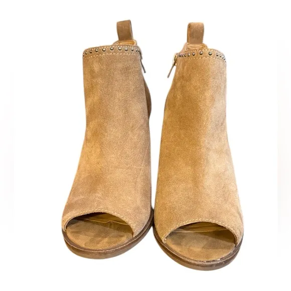 Lucky Brand Lotisha Ankle Booties Peep Toe Brown Leather Women’s Size 8M