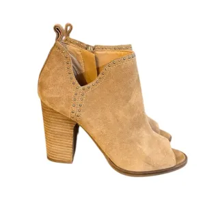 Lucky Brand Lotisha Ankle Booties Peep Toe Brown Leather Women’s Size 8M