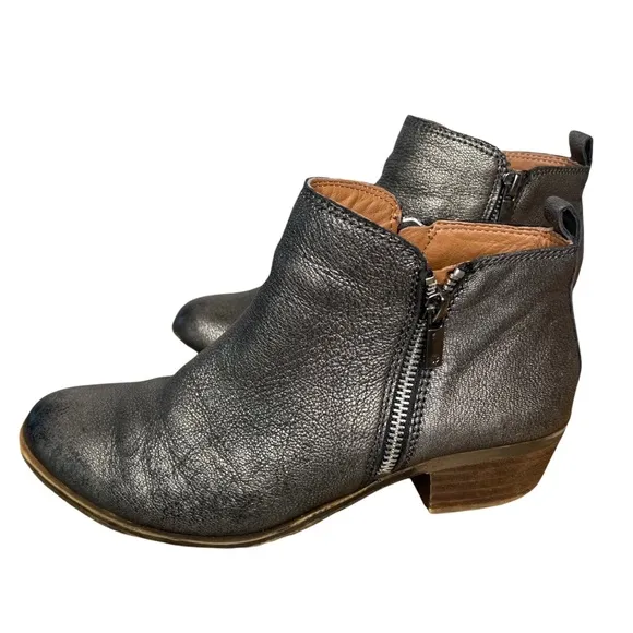 LUCKY BRAND Metallic Basel Ankle Bootie Double Zip Women’s size 8
