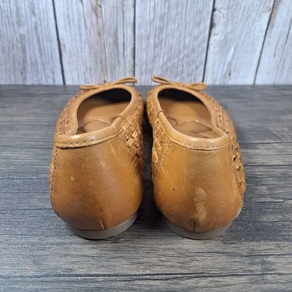 Lucky Brand Mogeni Leather Woven Ballet Flats Women's Sz 7.5 Tan (NWOB)