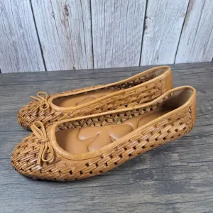 Lucky Brand Mogeni Leather Woven Ballet Flats Women's Sz 7.5 Tan (NWOB)