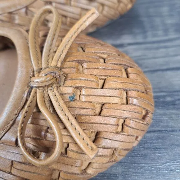 Lucky Brand Mogeni Leather Woven Ballet Flats Women's Sz 7.5 Tan (NWOB)