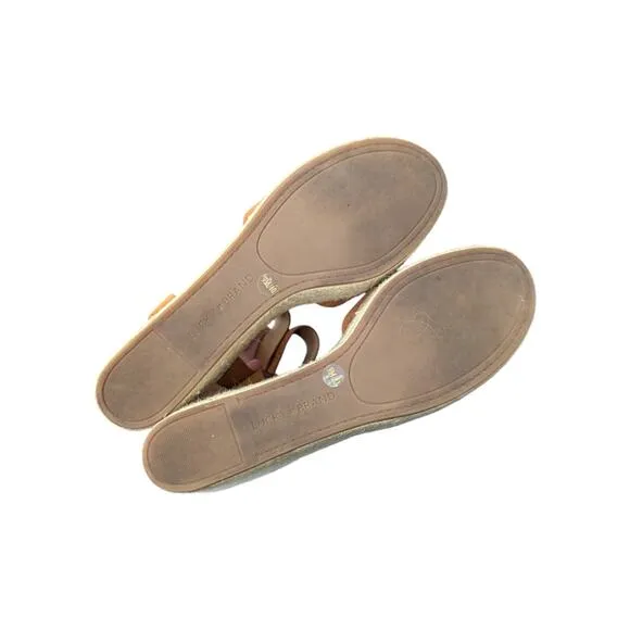 Lucky Brand Naveah Espadrille Sandals Carmel Brown Tan Open Toe Heels Womens 9