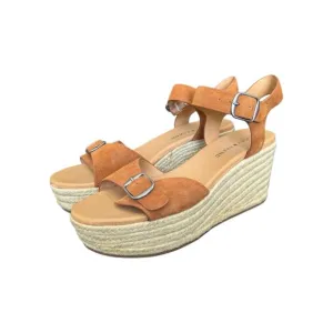 Lucky Brand Naveah Espadrille Sandals Carmel Brown Tan Open Toe Heels Womens 9