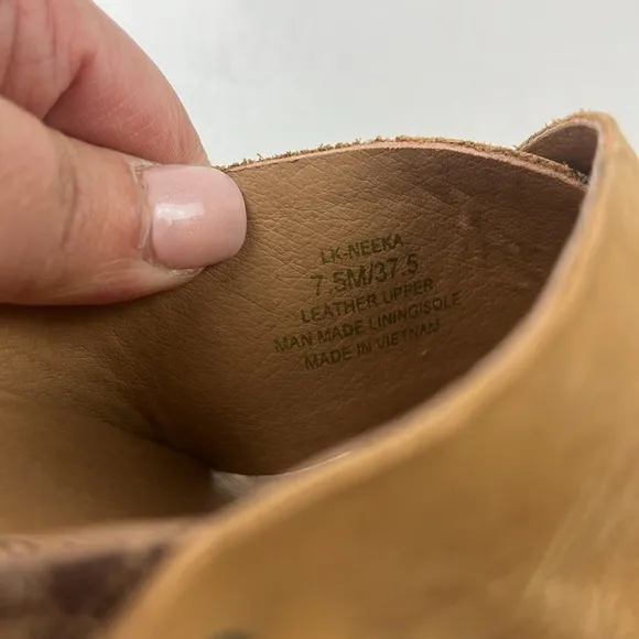Lucky Brand Neeka Leather Wedge Espadrille Sandals - Size 7.5 - G82-6