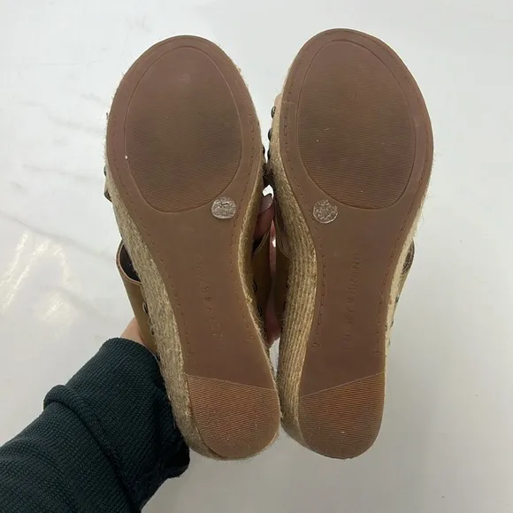 Lucky Brand Neeka Leather Wedge Espadrille Sandals - Size 7.5 - G82-6