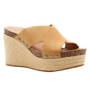 Lucky Brand Neeka Leather Wedge Espadrille Sandals - Size 7.5 - G82-6