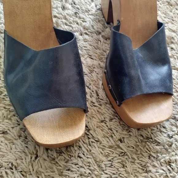 LUCKY BRAND NELORA Black Platform Heels Ankle Straps Sandals sz 9