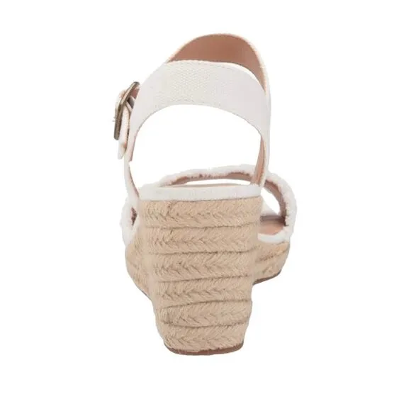 Lucky Brand Women's Moliey Espadrille Wedge Sandals White Canvas Size 5 1/2