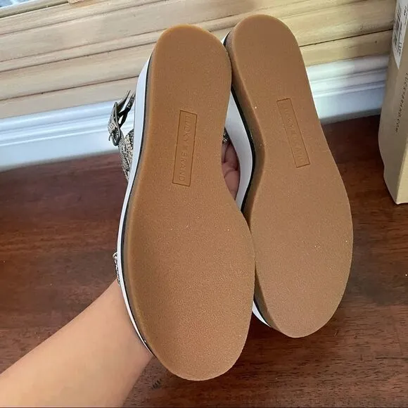 LUCKY BRAND TAMRI PLATFORM SANDALS IN NATURAL ALAMERA CUSHIONED SNAP STRAP SZ 7M