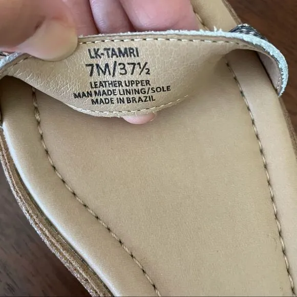 LUCKY BRAND TAMRI PLATFORM SANDALS IN NATURAL ALAMERA CUSHIONED SNAP STRAP SZ 7M