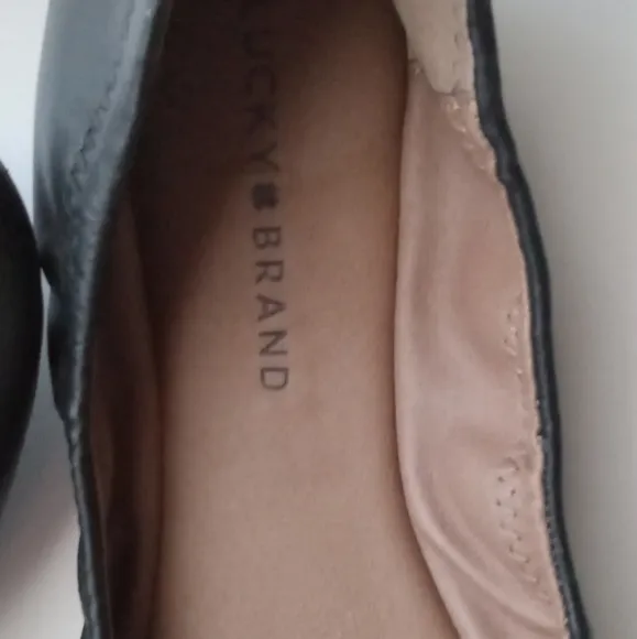 🩷💚⚜️Lucky Brand⚜️🩷💚Womens LK Emmie Ballet Flats Black Leather Round Sz 9.5