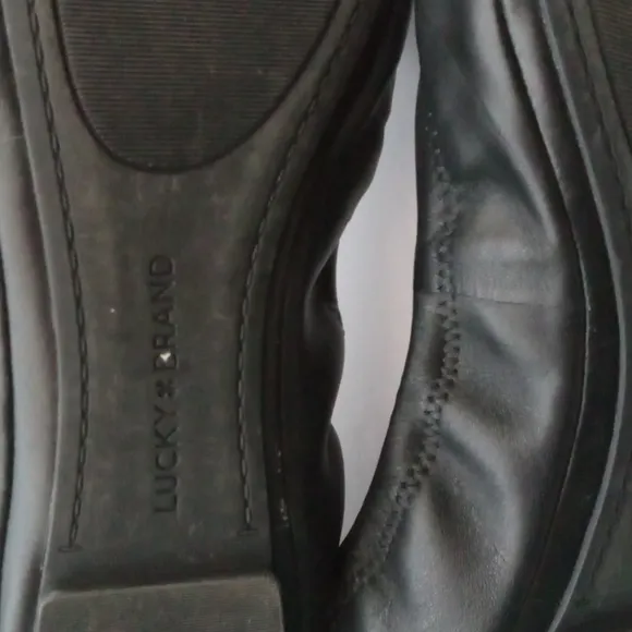 🩷💚⚜️Lucky Brand⚜️🩷💚Womens LK Emmie Ballet Flats Black Leather Round Sz 9.5