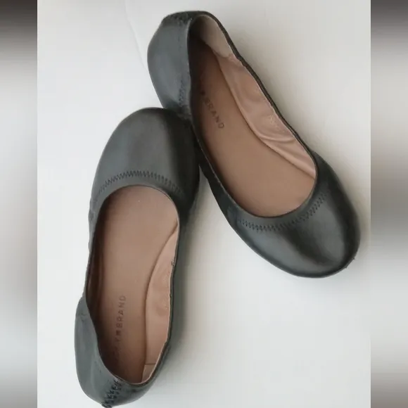 🩷💚⚜️Lucky Brand⚜️🩷💚Womens LK Emmie Ballet Flats Black Leather Round Sz 9.5