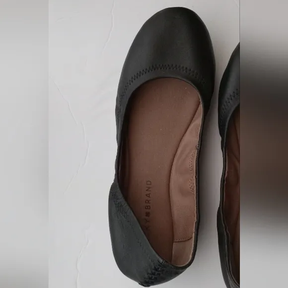 🩷💚⚜️Lucky Brand⚜️🩷💚Womens LK Emmie Ballet Flats Black Leather Round Sz 9.5