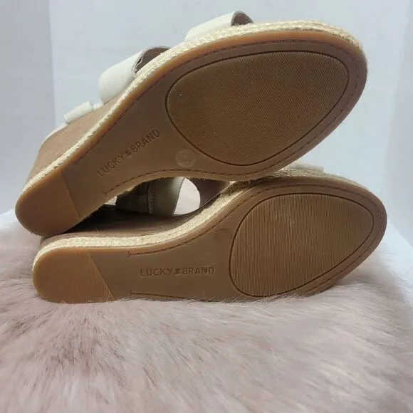 Lucky Brand Womens LK-Lowden Wedge Platform Sandals Sandshell Size 8.5 M US