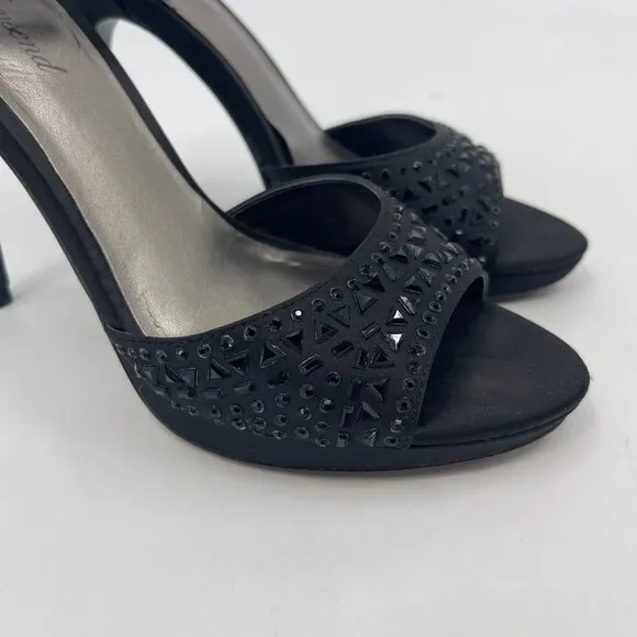 Lulu Townsend Black Stiletto Heels with Adjustable Strap | Peep Toe Design