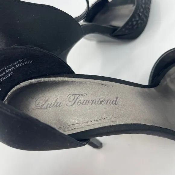 Lulu Townsend Black Stiletto Heels with Adjustable Strap | Peep Toe Design
