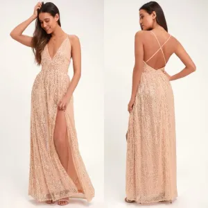 Lulus | Jane Ann Blush Pink Sequin Maxi Dress