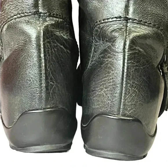 Luzzi Made in Italy Genuine Leather Boots Boho with Velvet like Crotched trim
