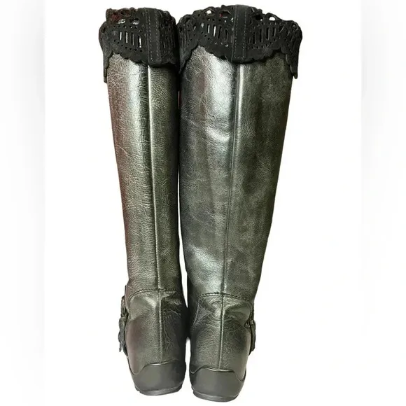 Luzzi Made in Italy Genuine Leather Boots Boho with Velvet like Crotched trim