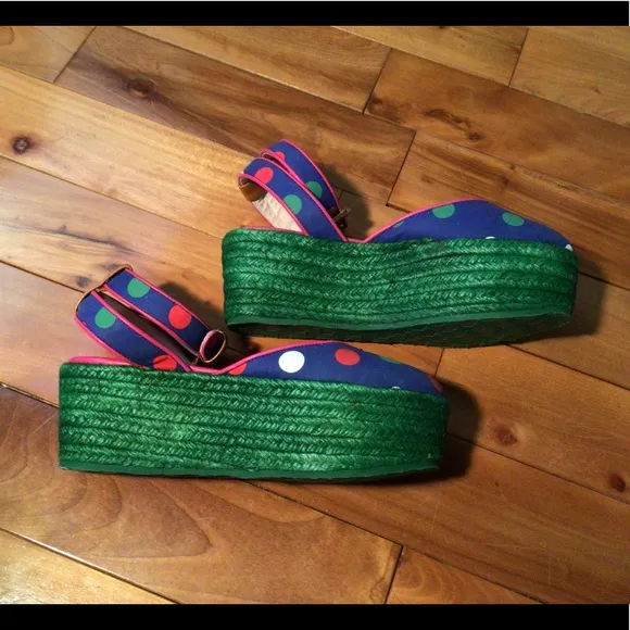 M Missoni polka dot platform espadrille sandals