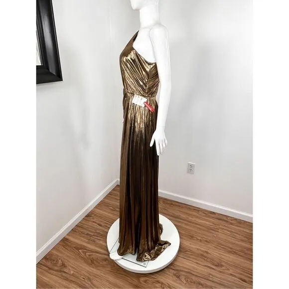 MAC DUGGAL METALLIC DRAPED ONE SHOULDER GRECIAN EVENING DRESS Size 10