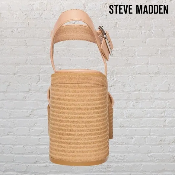 MADDEN Girl Grandview Stacked Wooden Platform Sandals in Nude