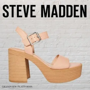 MADDEN Girl Grandview Stacked Wooden Platform Sandals in Nude