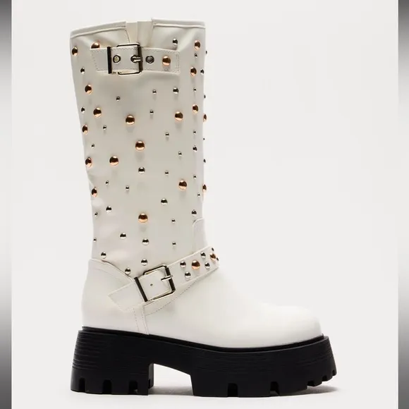 Maddox Studded Boots White