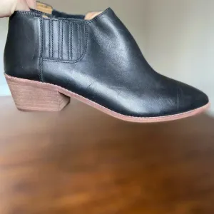 Madewell Black Leather Ankle Boots Low Heel Sz 9.5 Date Night Event Concert Boho