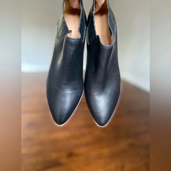 Madewell Black Leather Ankle Boots Low Heel Sz 9.5 Date Night Event Concert Boho